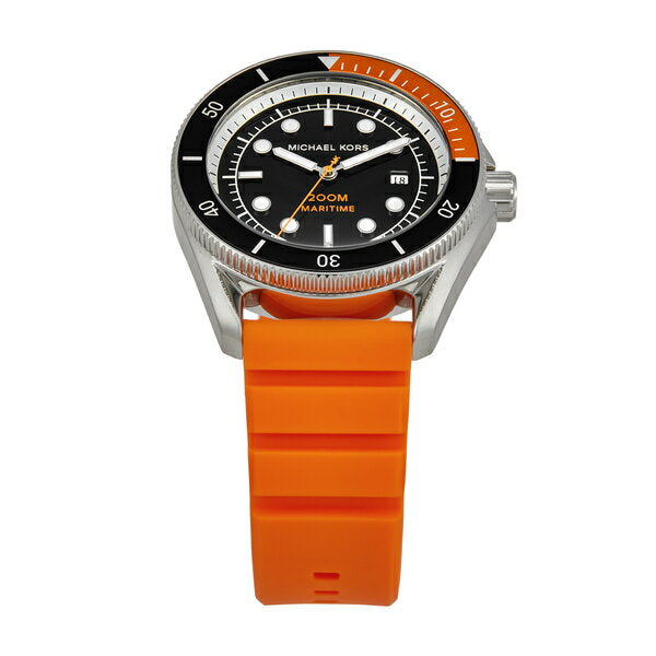  Shop Authentic Michael Kors Maritime Three-Hand Analog Black Dial Orange Silicone Strap Watch for Men - MK9157 - Luxxuri