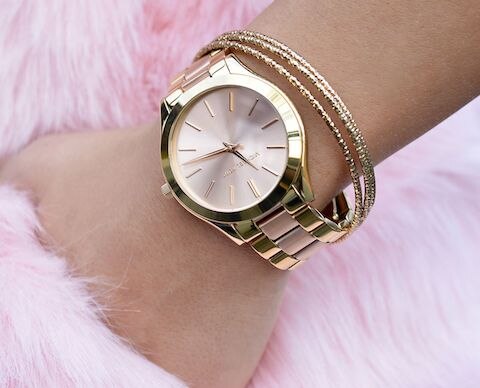  Shop Authentic Michael Kors Slim Runway Pink Dial Two Tone Steel Strap Watch for Women - MK3493 - Luxxuri