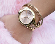  Shop Authentic Michael Kors Slim Runway Pink Dial Two Tone Steel Strap Watch for Women - MK3493 - Luxxuri