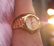  Shop Authentic Michael Kors Slim Runway Pink Dial Two Tone Steel Strap Watch for Women - MK3493 - Luxxuri