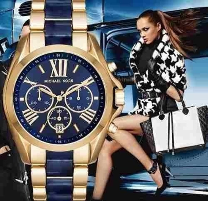  Shop Authentic Michael Kors Bradshaw Navy Blue Dial Two Tone Steel Strap Watch for Women - MK6268 - Luxxuri