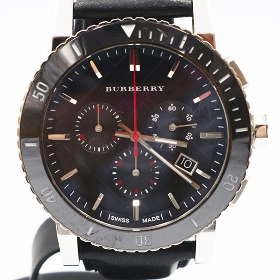  Shop Authentic Burberry The City Black Dial Black Leather Strap Watch for Men - BU9382 - Luxxuri