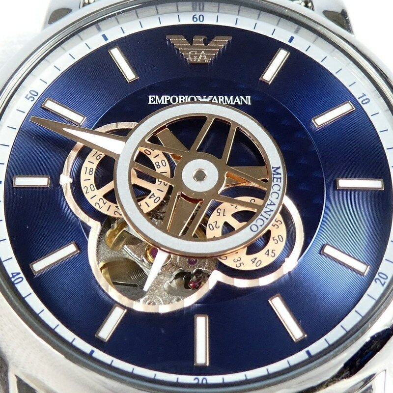  Shop Authentic Emporio Armani Luigi Chronograph Skeleton Blue Dial Silver Steel Strap Watch For Men - AR60036 - Luxxuri