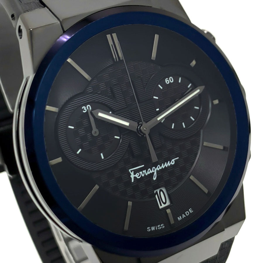  Shop Authentic Salvatore Ferragamo Sapphire Chrono Black Dial Black Rubber Strap Watch for Men - SFME00621 - Luxxuri