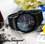  Shop Authentic Salvatore Ferragamo Sapphire Chrono Black Dial Black Rubber Strap Watch for Men - SFME00621 - Luxxuri