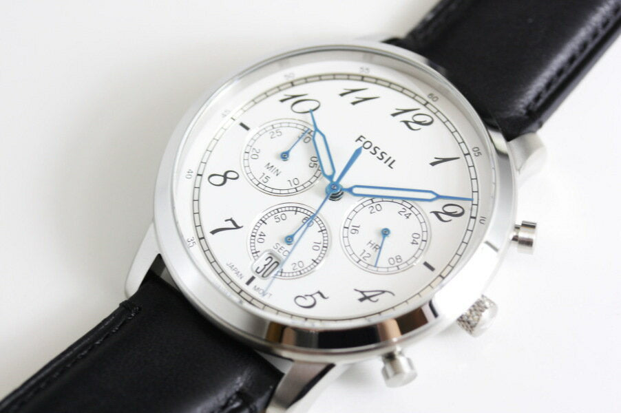  Shop Authentic Fossil Neutra Chronograph White Dial Black Leather Strap Watch for Men - FS6023 - Luxxuri
