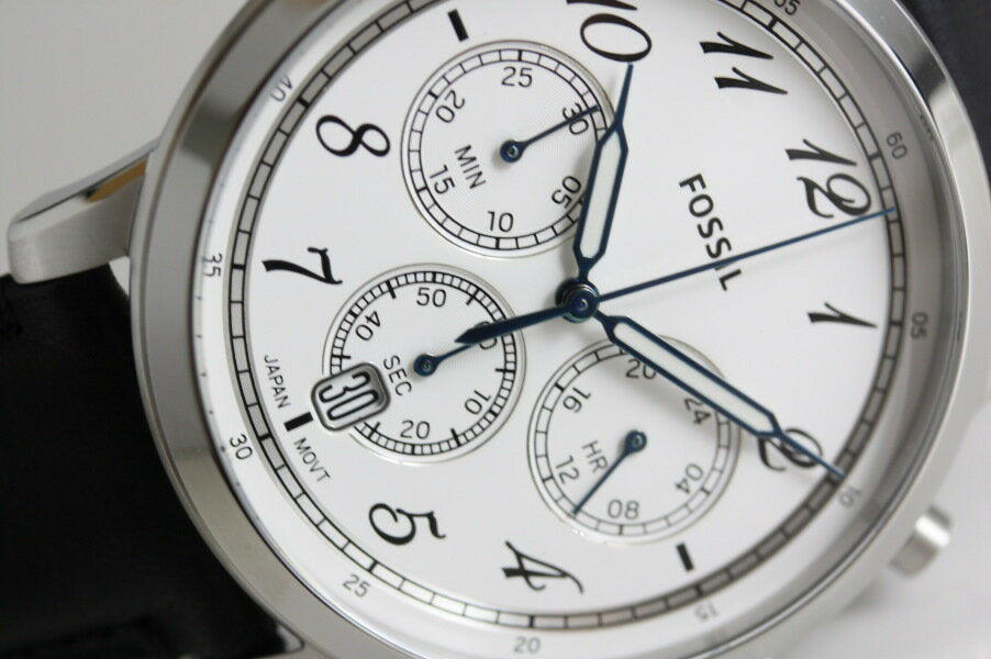  Shop Authentic Fossil Neutra Chronograph White Dial Black Leather Strap Watch for Men - FS6023 - Luxxuri