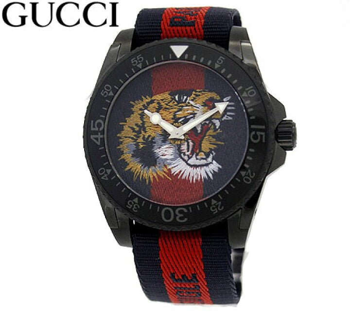  Shop Authentic Gucci Dive Tiger Blue and Red Dial Blue Red Blue Nylon Strap Watch For Men - YA136215 - Luxxuri