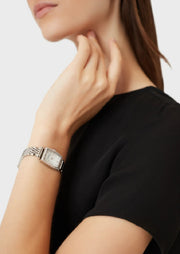  Shop Authentic Emporio Armani Gianni T-Bar Quartz White Dial Silver Steel Strap Watch For Women - AR11405 - Luxxuri
