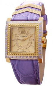  Shop Authentic Versace Day Glam Chronograph Gold Dial Purple Leather Strap Watch for Women - VQF040015 - Luxxuri