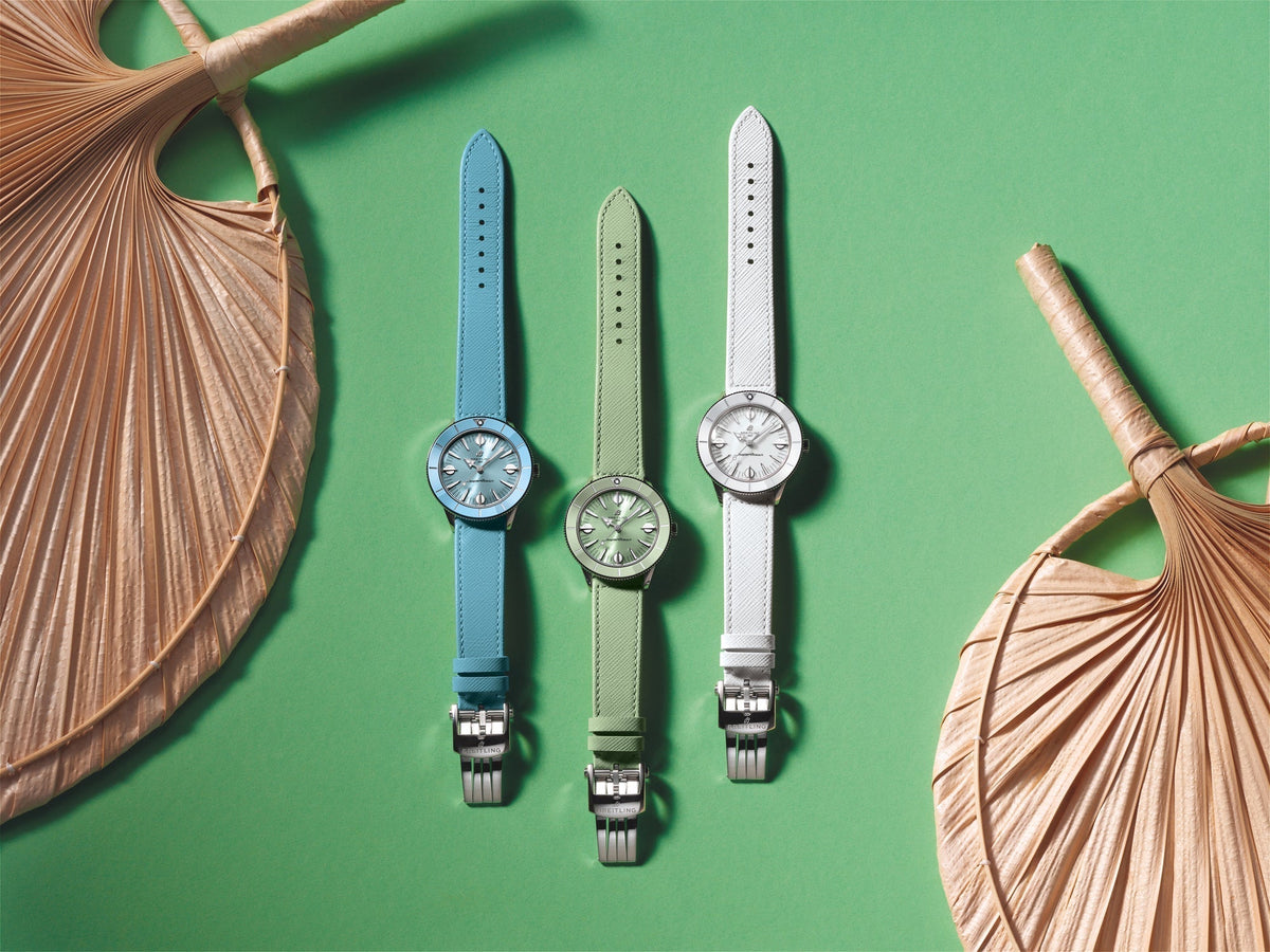  Shop Authentic Breitling Superocean Heritage '57 Pastel Paradise Green Dial Green Leather Strap Watch for Women - A10340361L1X1 - Luxxuri