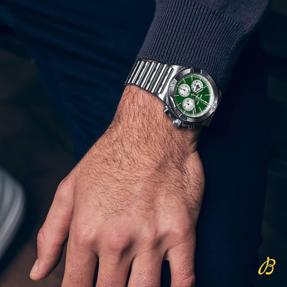  Shop Authentic Breitling Chronomat B01 42 Six Nations Ireland Green Dial Silver Steel Strap Watch for Men - AB0134A91L1A1 - Luxxuri