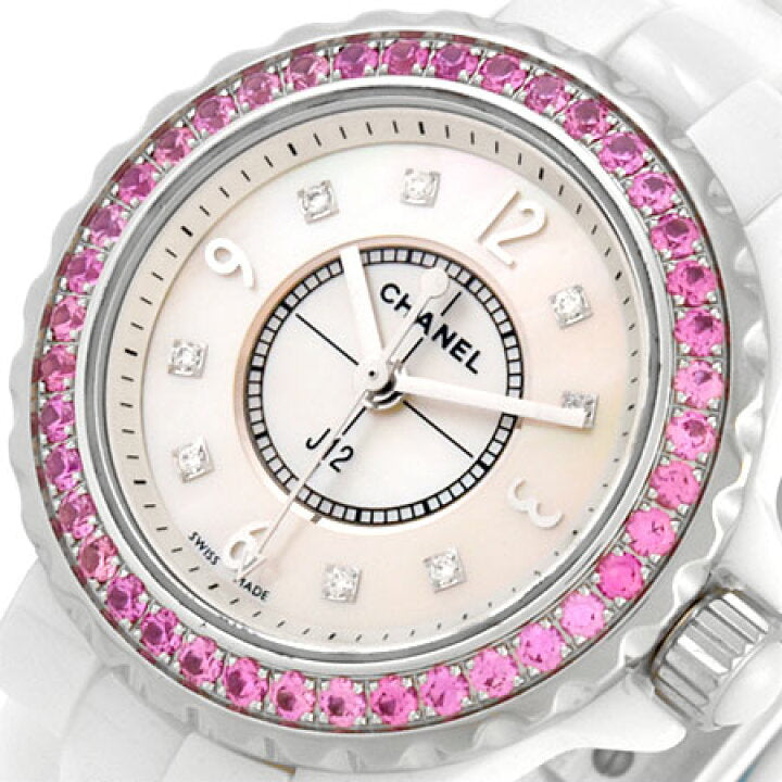  Shop Authentic Chanel J12 Quartz Diamonds Mother of Pearl White Dial White Steel Strap Watch for Women - J12 H3243 - Luxxuri