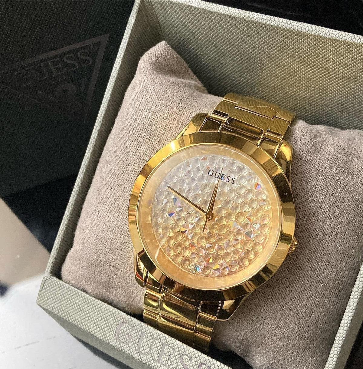  Shop Authentic Guess Crush Gold Dial Gold Steel Strap Watch For Women - GW0020L2 - Luxxuri