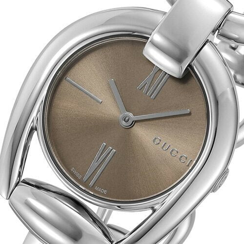  Shop Authentic Gucci Horsebit Collection Quartz Brown Dial Silver Steel Strap Watch For Women - YA139501 - Luxxuri