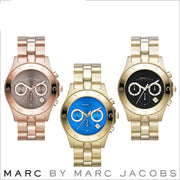  Shop Authentic Marc Jacobs Blade Chronograph Blue Dial Gold Steel Strap Watch for Women - MBM3307 - Luxxuri