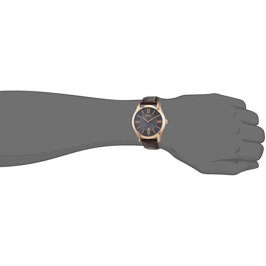  Shop Authentic Hugo Boss Ambassador Grey Dial Brown Leather Strap Watch for Men - 1513387 - Luxxuri