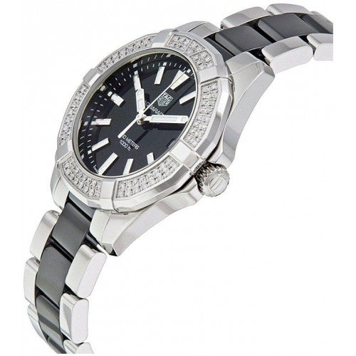  Shop Authentic Tag Heuer Aquaracer Quartz Diamonds Black Dial Two Tone Steel Strap Watch for Men - WAY131E.BA0913 - Luxxuri