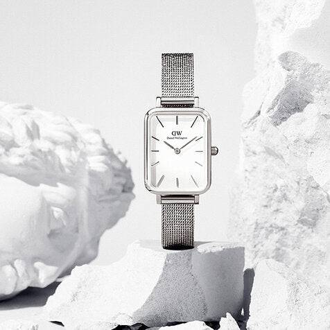 Shop Authentic Daniel Wellington Quadro Sterling White Dial Silver Mesh Strap Watch For Women - DW00100438 - Luxxuri