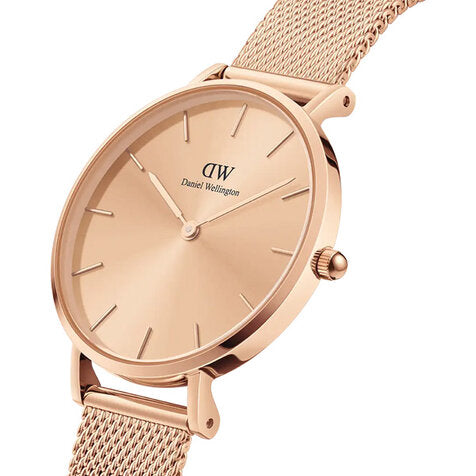  Shop Authentic Daniel Wellington Petite Rose Gold Dial Rose Gold Mesh Bracelet Watch For Women - DW00100471 - Luxxuri