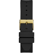  Shop Authentic Guess Fame Quartz Gold Dial Black Leather Strap Watch For Women - GW0548L3 - Luxxuri