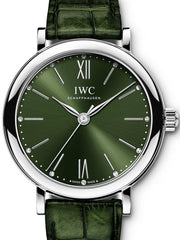  Shop Authentic IWC Portofino Automatic Green Dial Green Leather Strap Watch for Women - IW357405 - Luxxuri