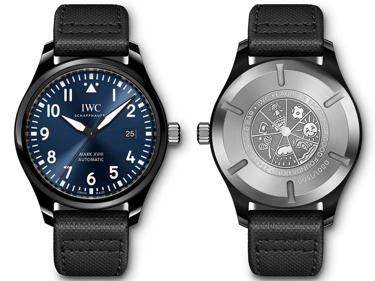  Shop Authentic IWC Pilot’s Watch Mark XVIII Edition “Laureus Sport for Good Foundation" Blue Dial Black Nylon Strap Watch for Men - IW324703 - Luxxuri