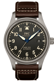  Shop Authentic IWC Pilot's Watch Mark XVIII 40mm Black Dial Brown Leather Strap Watch for Men - IW327006 - Luxxuri