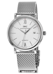  Shop Authentic IWC Portofino Automatic White Dial Silver Mesh Bracelet Watch for Men - IW356505 - Luxxuri
