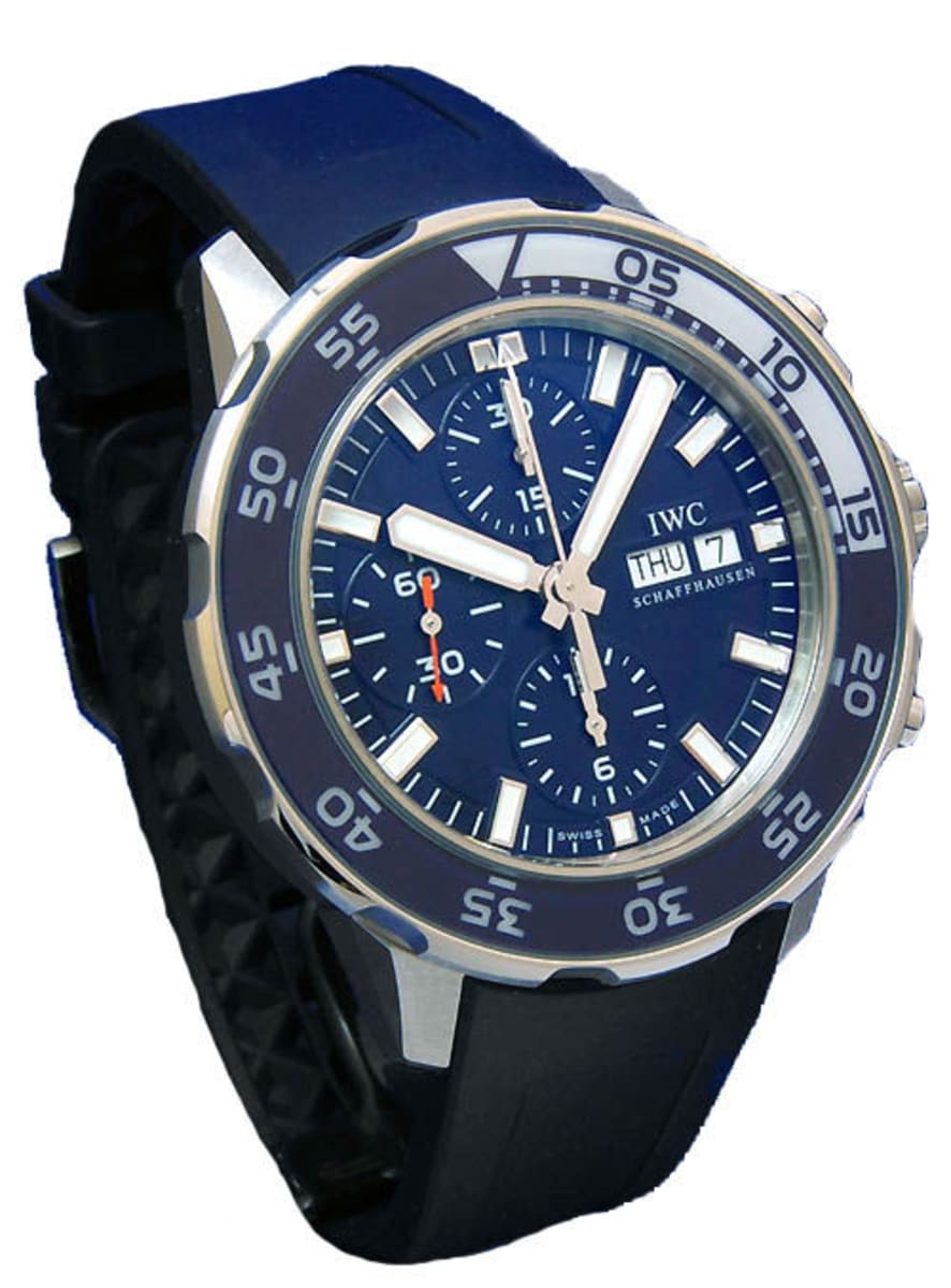  Shop Authentic IWC Aquatimer Chronograph Blue Dial Blue Rubber Strap Watch for Men - IW376711 - Luxxuri