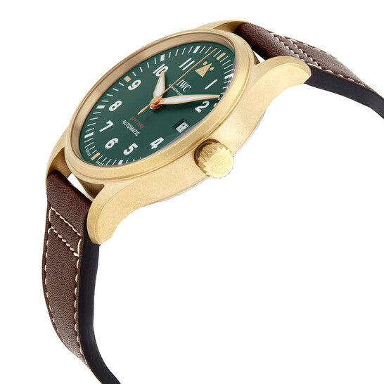  Shop Authentic IWC Pilot's Watch Automatic Spitfire Green Dial Brown Leather Strap Watch for Men - IW326802 - Luxxuri