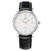  Shop Authentic IWC Portofino Automatic White Dial Black Leather Strap Watch for Men - IW356517 - Luxxuri