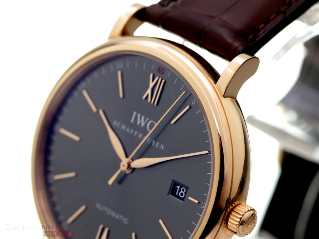  Shop Authentic IWC Portofino Automatic Grey Dial Brown Leather Strap Watch for Men - IW356511 - Luxxuri
