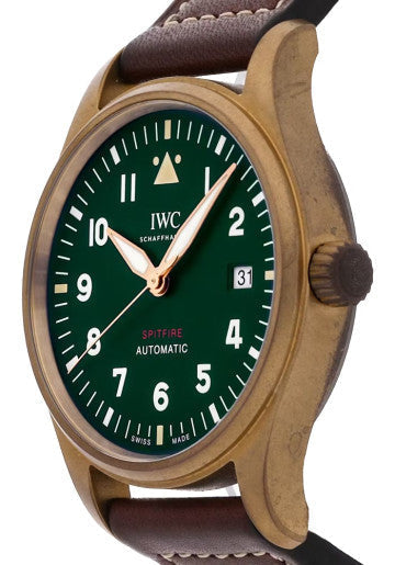  Shop Authentic IWC Pilot's Watch Automatic Spitfire Green Dial Brown Leather Strap Watch for Men - IW326802 - Luxxuri