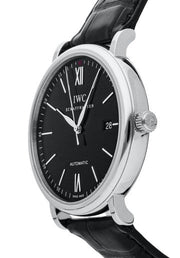  Shop Authentic IWC Portofino Automatic Black Dial Black Leather Strap Watch for Men - IW356502 - Luxxuri