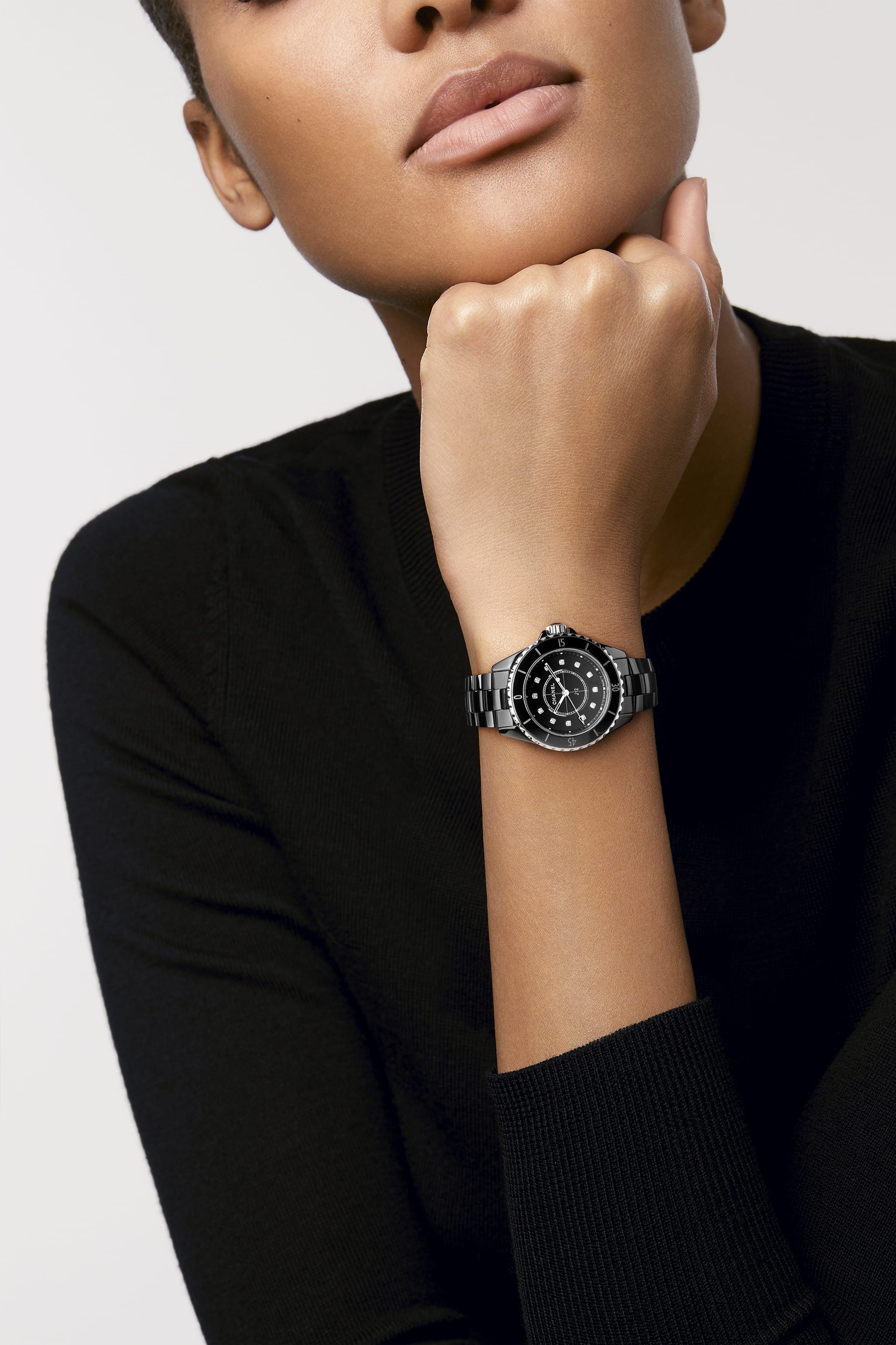  Shop Authentic Chanel J12 Quartz Diamonds Black Dial Black Steel Strap Watch for Women - J12 H5701 - Luxxuri