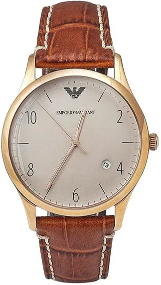 Emporio Armani Beta White Dial Brown Leather Strap Watch for Men - AR1866