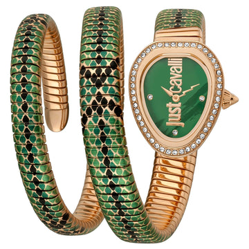 Just Cavalli Glam Snake Green Dial Multicolor Steel Strap Watch for Women - JC1L163M0265