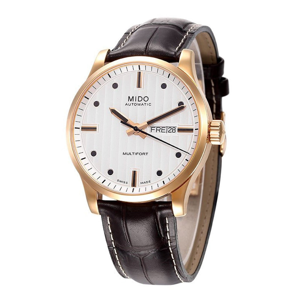  Shop Authentic Mido Multifort Automatic Silver Dial Brown Leather Strap Watch For Men - M005.430.36.031.80 - Luxxuri