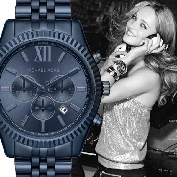  Shop Authentic Michael Kors Lexington Chronograph Blue Dial Blue Steel Strap Watch for Men - MK8480 - Luxxuri