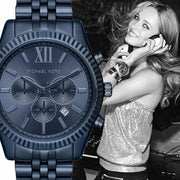  Shop Authentic Michael Kors Lexington Chronograph Blue Dial Blue Steel Strap Watch for Men - MK8480 - Luxxuri