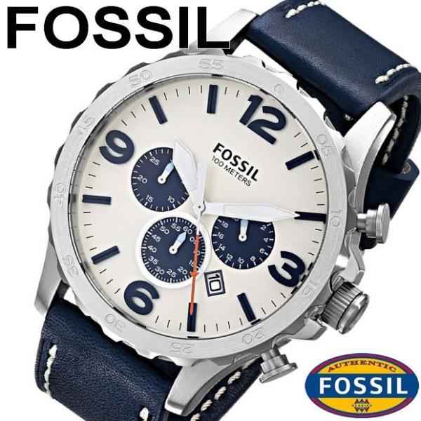  Shop Authentic Fossil Nate Chronograph White Dial Blue Leather Strap Watch for Men - JR1480 - Luxxuri