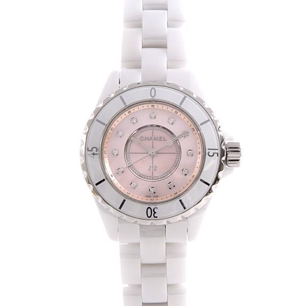  Shop Authentic Chanel J12 Quartz Diamonds Pink Dial White Steel Strap Watch for Women - J12 H5513 - Luxxuri