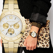 Shop Authentic Michael Kors Wyatt Chronograph White Dial Gold Steel Strap Watch For Women - MK5933 - Luxxuri