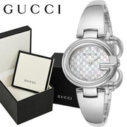  Shop Authentic Gucci Guccissima Quartz Silver Dial Silver Steel Strap Watch For Women - YA134511 - Luxxuri