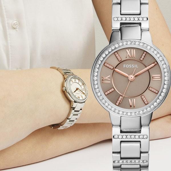  Shop Authentic Fossil Virginia Taupe Dial Silver Steel Strap Watch for Women - ES4147 - Luxxuri