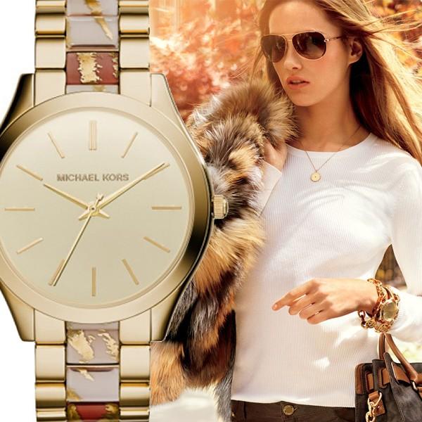  Shop Authentic Michael Kors Slim Runway Gold Dial Two Tone Steel Strap Watch for Women - MK4300 - Luxxuri