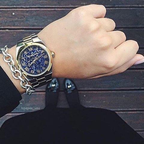  Shop Authentic Michael Kors Channing Blue Dial Two Tone Steel Strap Watch For Women - MK5893 - Luxxuri