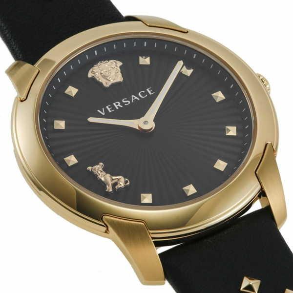  Shop Authentic Versace Audrey Quartz Black Dial Black Leather Strap Watch for Women - VELR00319 - Luxxuri
