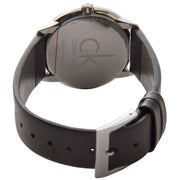  Shop Authentic Calvin Klein Minimal Grey Dial Black Leather Strap Watch for Men - K3M221C3 - Luxxuri